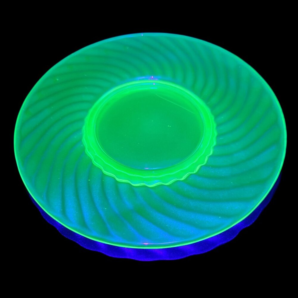 Vintage Uranium Depression Glass Green Decorative Saucer